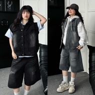 Jaystoree Jaystoree | PAM Midweight Jean Shorts in GRAY/BLUE Unisex form Wide leg denim Shorts for m