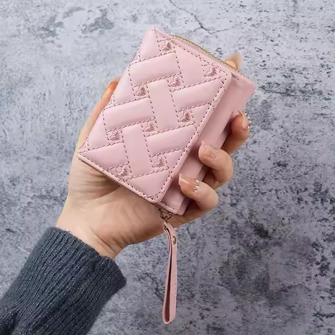 New Women's Wallet Short, Simple Embroidered Love PU Zero Wallet Multi Card Small Wallet Wallet Wall