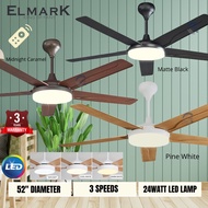 ELMARK TP102 42"/52” REMOTE CEILING FAN (LED LAMP) PINE WHITE/MATTE BLACK/MIDNIGHT CARAMEL