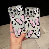 Transparent pink butterfly phone case for iPhone 17 Pro Max/17 Pro/Air/16e/15 Pro/15 Pro Max/14 Pro/