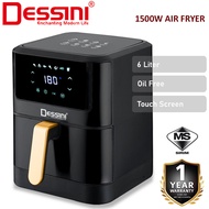 DESSINI ITALY 6L Electric Air Fryer Convection Oven Toaster Timer Oil Free Roaster Breakfast Machine