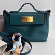 💚 hermes mini 2424  VERT BOSPHORE ( 海峽綠色 ) 金扣