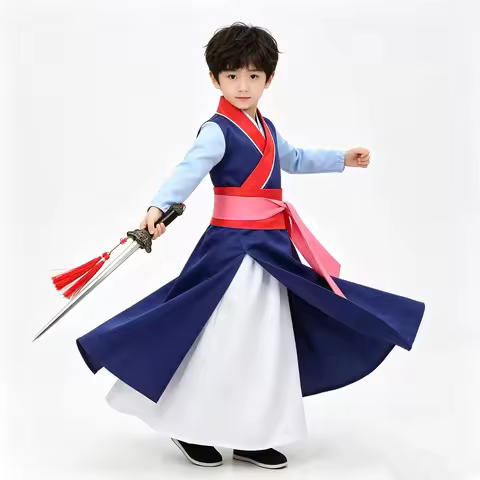 Halloween Movies Hua Mulan Cosplay Hanfu Red Robes Kids Traditional Chinese Dress Halloween Christma
