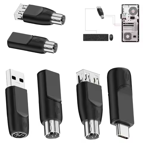 USB To For PS2 Converter Keyboard Mouse Circular Hole 6-pin Adapter USB Female To For PS2 Male Type-