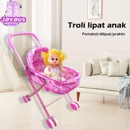 Foldable Doll Stroller Toy Baby Doll Toy + Stroller Children's Toy