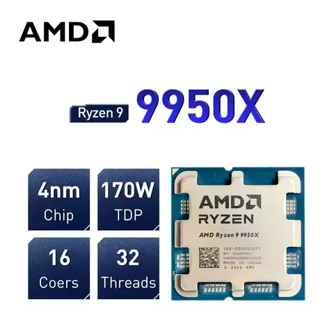 NEW AMD Ryzen 9 9950X Processor 16-Core 32-Thread 4.3GHz R9 9950X L3=64M Socket AM5 PCIe® 5.0 but wi