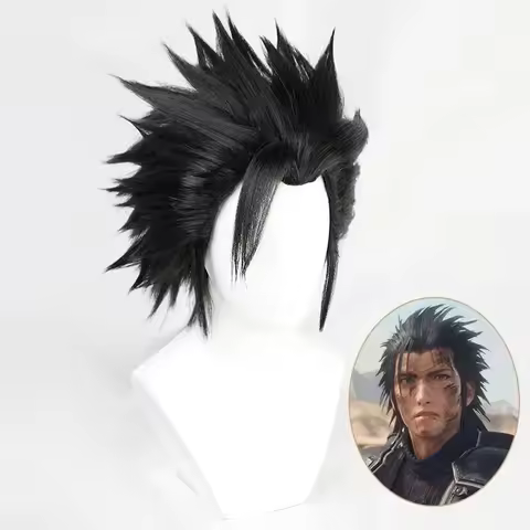Zack Fair Game Final Fantasy FF7 Short Black Heat Resistant Hair Cosplay Halloween Costume Party Wig