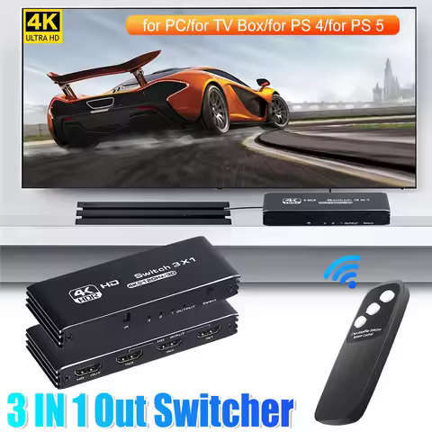 HDMI-Compatible Switcher 3 in 1 out 4K 120Hz 3 Input 1 Output Video Splitter Hub Adapter for HD-DVD 