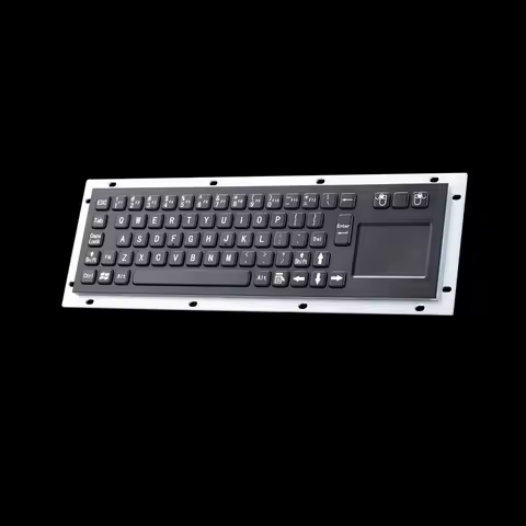 Waterproof Panel Mounting Metal Stainless Steel Industrial Kiosk Black Keyboard with Integrated Touc