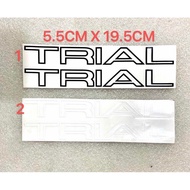 2PCS TRIAL 5.5CM X 19.5CM BLACK / WHITE CUTTING RACING PRINT STICKER DECAL 4X4 PICK UP MOTORCYCLE CA