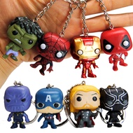 4pcs Avengers Superheroes Funko POP Hulk Deadpool Spiderman Figures Key Chains