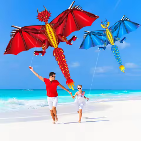New Ice and Fiery Dragon Kites For Kids And Adults Large Easy Flyer With String And Handle