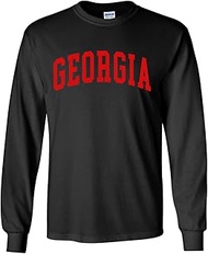 Mens Georgia College Football UGA Long Sleeve T-Shirt Graphic Tee, Black, 3X-Large
