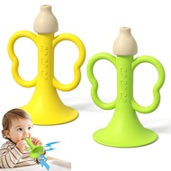 Baby Trumpet Toy 6-12 Months, Silicone Baby Horn Blowing Toy with 2PCS Yellow Green for Teething Sen
