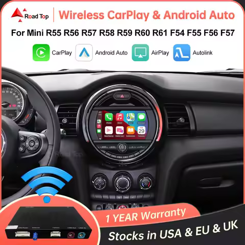 Road Top Wireless CarPlay Android Auto for Mini R55 R56 R57 R58 R59 R60 R61 F54 F55 F56 F57 Clubman 