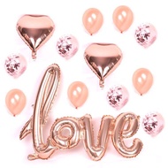 LOVE 5+5 balloon set 16 inch rose gold foil confetti latex happy Valentines letter aluminum film bal