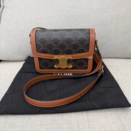 Celine棕色老花凱旋門box teen 斜背包