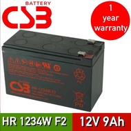 แบตเตอรรี่ CSB Battery รุ่น HR 1234W F2 *12v9ah* เหมาะสมสำหรับเครื่องสำรองไฟ แบตเตอรี่ใหม่ของแท้ รับ