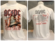 เสื้อยืด AC DC สีขาว เสื้อวงดนตรี ร็อคต่างประเทศ เสื้อชาวร็อค เสื้อtour would เสื้อยืดคอกลม เสื้อยืดผู้ชาย เสื้อสไตล์วินเทจ