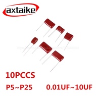 10PCS 250V 0.1UF 0.22UF 0.47UF 1UF 2.2UF 4.7UF 10UF 103J 104J 224J 474J 684J 105J 225J 475J CBB Poly