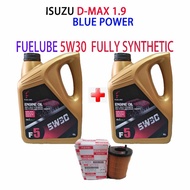 ISUZU D-MAX 1.9   OIL FILTER  + 2can FUELUBE 5W30 FULLY SYNTHETIC  ENGINE OIL DMAX