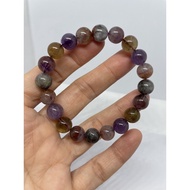 D5126 Natural Crystal Raw Ore Aurora 23 Hand Beads Bracelet Diameter About 10mm