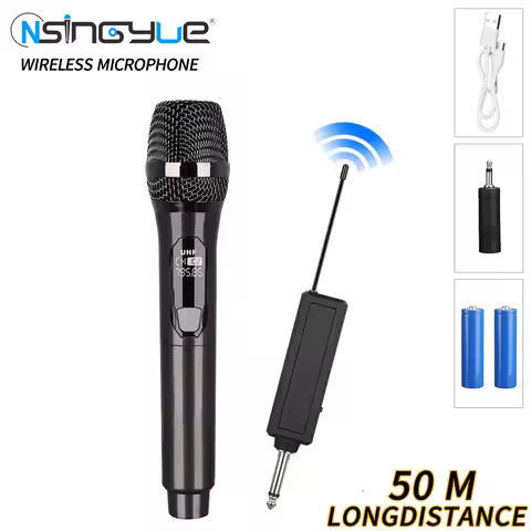 Wireless Microphone with Rechargeable Receiver,Karaoke Microphone Set for Singing, Karaoke, DJ Party