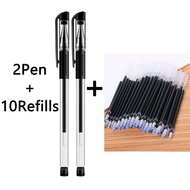 2 pen + 10 refill stylus pen Gel pen set Ballpen with refill Black Blue Red ink color available 0.5mm ball tip School office supplies Stationery