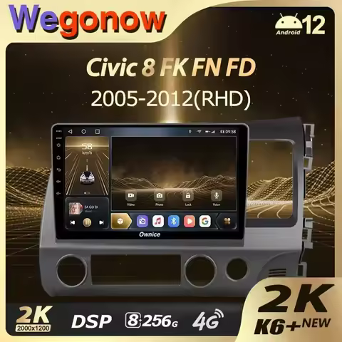 Ownice K6 + 2K 13.3 for Honda Civic 8 FK FN FD 2005 - 2012 Right Hand Driver Car Radio Video Player 