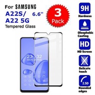 SAMSUNG-(3片裝)黑邊全屏 A22S/ A22 5G 6.6" 鋼化玻璃手機屏幕 日本材料保護貼 9D 硬度, 9H 耐刮花, Screen Protector -手機貼,保護貼