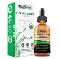 MAX Absorption Vitamin D3 + K2 (MK-7) Liquid Drops with MCT Oil, Peppermint Flavor, Helps Support St