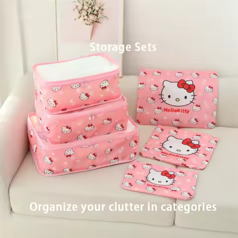 6PCS New Cartoon Kurumi Waterproof Travel Storage Bag Family Organizer Sorting Organizer Bag Festiva