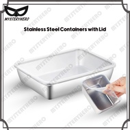 MysteryHero Loyang with Cover Penutup Stainless Steel Makanan Container Keluli Pinggan Tahan karat D