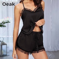 Oeak Comfotable Sexy Sleepwear Set for Women Sleeveless Babydoll Strap Nightdress Lace Plus Size Top Pajama Party Sets