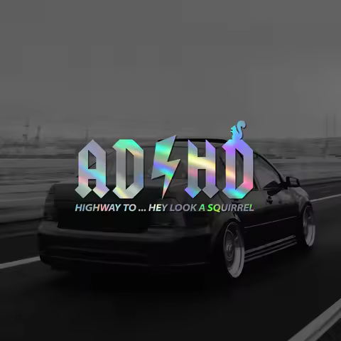 Attention Deficit Hyperactivity Disorder (ADHD) - The Road to Squirrel! Fun vinyl car window, truck,