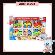 6pcs Construction Sand Truck Scooptram Front Loader Backhoe Worker Vehicle Play Set Toys for Boys Ma