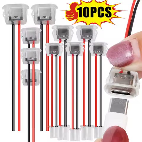2-10pcs 11cm TYPE-C2P Female Glue-in Receptacle 3A Input Charging Port USB-C Power Port Charger Plug