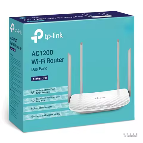 TP-Link Archer C50 AC1200 Wireless Dual Band Router (White) IEEE 802.11ac Dual 5GHz&2.4GHz Bands, Tp