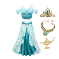 ZZOOI Disney Jasmine Princess Dress Up of Aladdin The Magic Lamp Cosplay Costume Kid Halloween Fanta