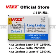 Baterai Vizz Double Power Asus Zenfone 2 Laser 5.5" ZE550KL Z00LD Z00LDD Z00UDC Z00UD Selfie ZD551KL