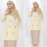 (XS - 5XL) LIGHT YELLOW DIAMOND RIAU BATEK BATIK BAJU KURUNG PLUS SIZE TUNANG SEDONDON BRIDESMAID KENDURI RAYA MURAH ANNUAL DINNER