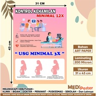 MINIMAL Minimum 12 Times Pregnancy Control Poster, Minimum 3 Times USG