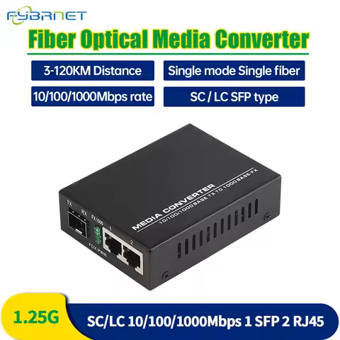 SFP 1.25G Fiber media converter 1SFP 2RJ45 Fast Ethernet RJ45 to SFP Fiber Gigabit Media Converter G