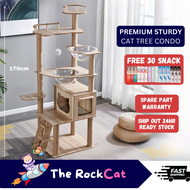 【ROCKCAT】Premium Large Cat Tree House Cat Condo Bed Cat Scratcher House Wood Cat Tower Cat Climbing Tree Rumah Kucing 猫跳台 猫树