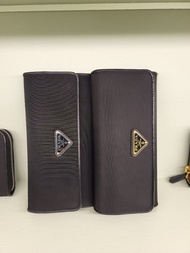 英國代購 英國outlet 直送 Prada Nylon with Leather long wallet Black gold silver logo 長銀包 證件套 信用卡 證件 八達通 多間格 