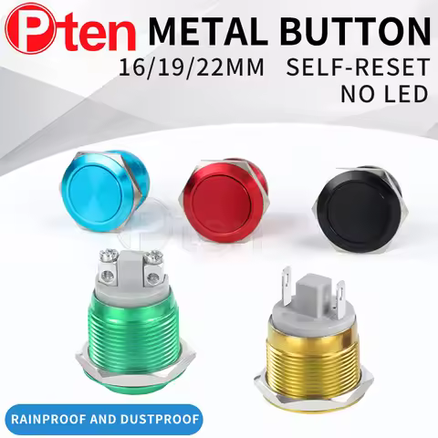 1NO 16 19 22mm Momentary metal push button switch 1NO screw terminal for auto push button flat spher