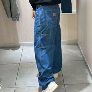 B73 American Retro Knee Tooling Straight Tube Overalls Deep Water Wash Blue Wide Leg Wash Heavy Jean