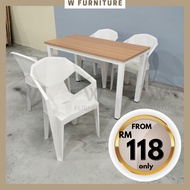 WFURNITURE Dining Table Set (1+4) / Meja Makan/Meja kafe/ Cafe table/ Restaurant Dining Set/ Office 