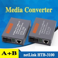 Media Converter HTB-3100 A+B 25KM NetLINK 10/100Mbps Single-Fiber Optical 25KM External Power Supply โหมดเดียวอุปกรณ์ปรับได้ มีเดีย คอนเวอร์เตอร์