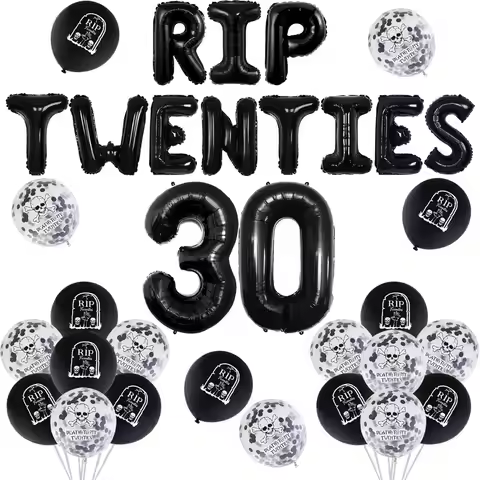 Blcak Rip Twenties Decor for Women Men, Rip To My 20s Death To My Twenties Balloons for Him Her Funn